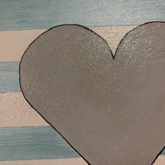 Heart Stripe Shimmery Canvas Print 9x12 - Picture 5 of 7
